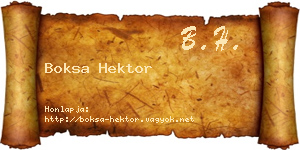 Boksa Hektor névjegykártya